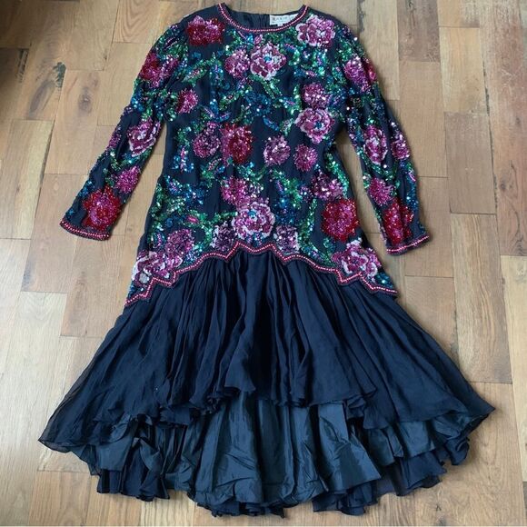 Vintage Sequin Evening Dress Size 12 - Picture 9 of 16